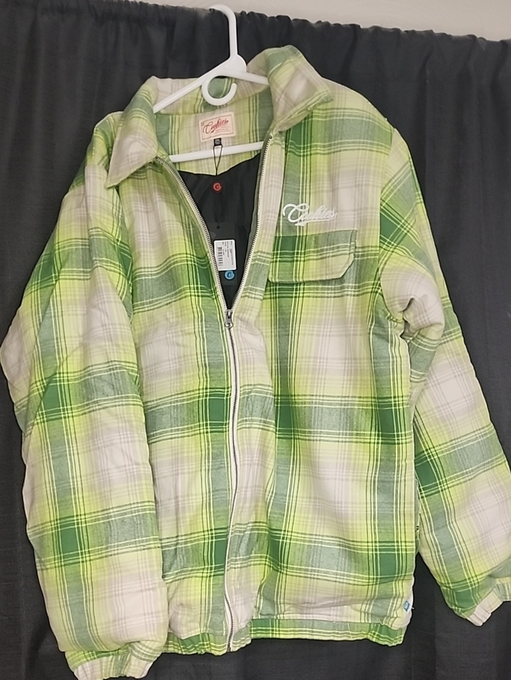 Cookies SF Yellowstone Plaid Full Zip Jacket in Medium Lime